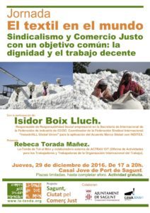 Jornada «El textil en el mundo. Sindicalismo y Comercio Justo con un objetivo común: la dignidad y el trabajo decente»